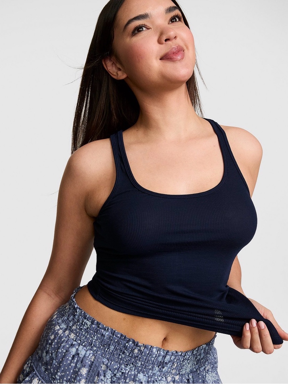 PINK Victoria's Secret Ribbed Tank Top Navy